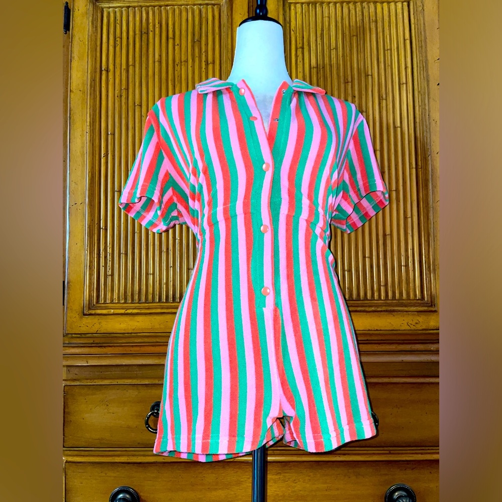 Beach Riot NWT Little Gia Romper, Palm Bch Stripe, GIRLS size 13/14 FitsJr XS/S - Picture 3 of 12